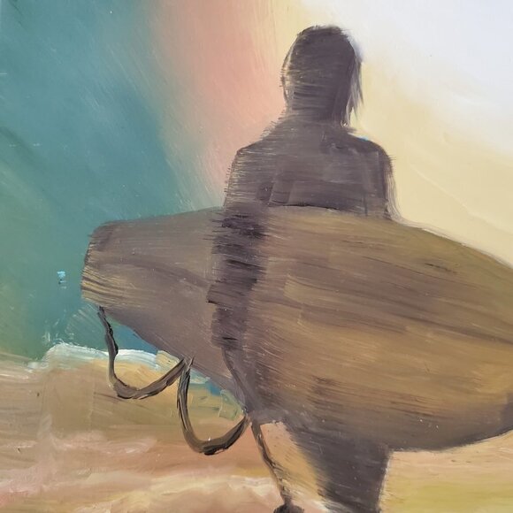 “Surfer“ Original oil painting on Cradled Wood Panel 8"w x 10"h x 1.5"d - Picture 3 of 10